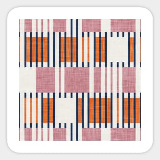 Bold minimalist retro stripes // midnight blue orange and dry rose geometric grid Sticker